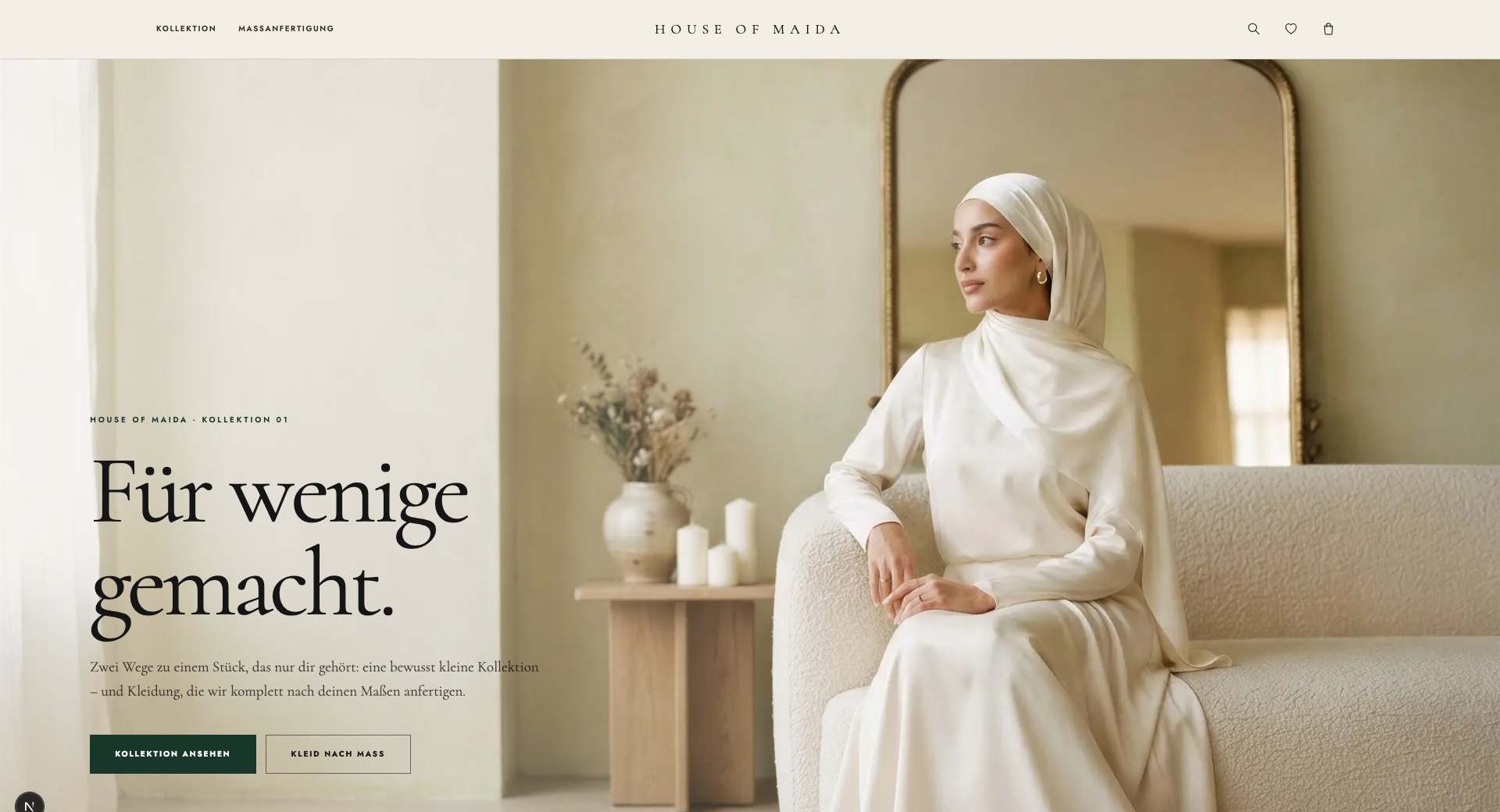 House of Maida Startseite mit Kollektion 01
